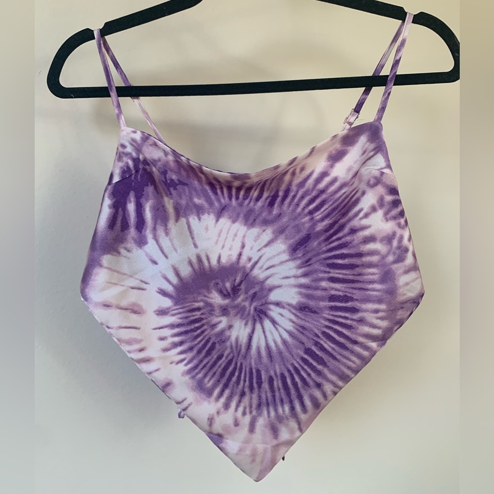 HEMLINE PURPLE TIE DYE BANDANA CROP IN SIZE MEDIUM